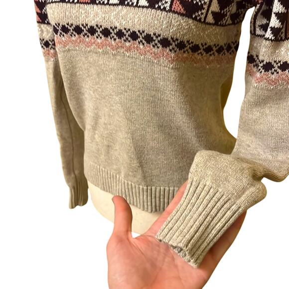 UNITED BY BLUE Patterned‎ Ski Sweater Oatmeal Purple Size XS - Picture 3 of 3